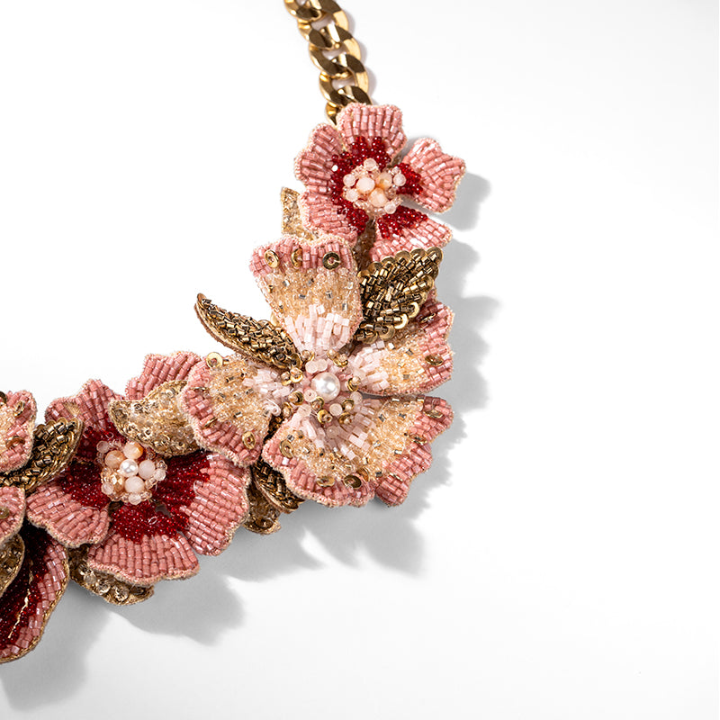 Detail Of Deepa Gurnani handmade Exotica Necklace in Pink color