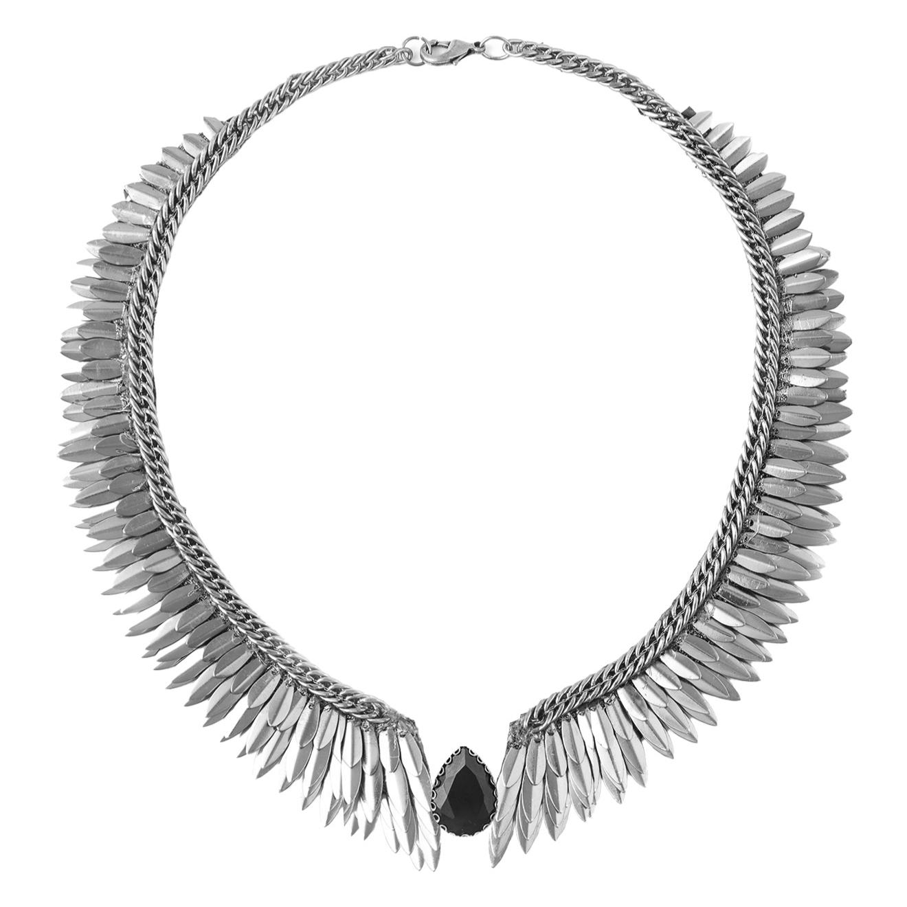 Deepa Gurnani Nailah Necklace in Gunmetal color