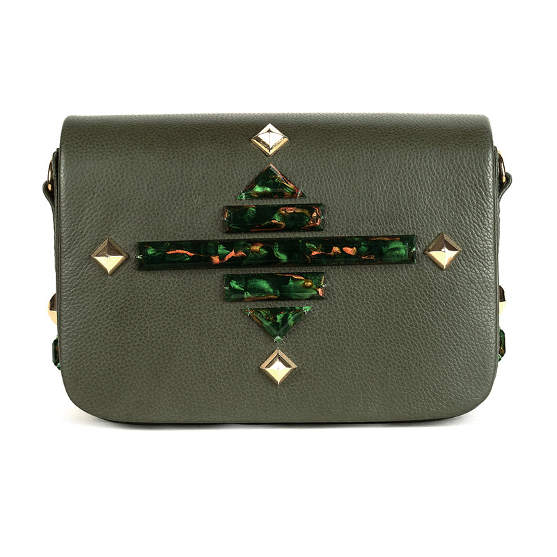 Deepa Gurnani Handmade Dewey clutch in Olive color