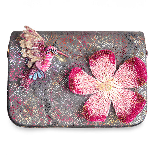 Deepa Gurnani Hummingbird clutch in pink color