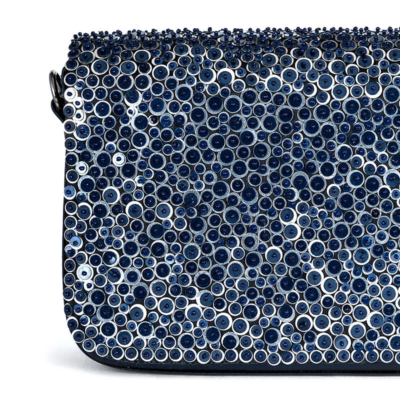 Detail Of Deepa Gurnani Mason clutch in Navy color