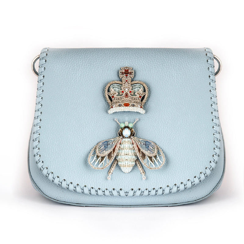 Deepa Gurnani handmade Queen Bee Handbag in Powder Blue color