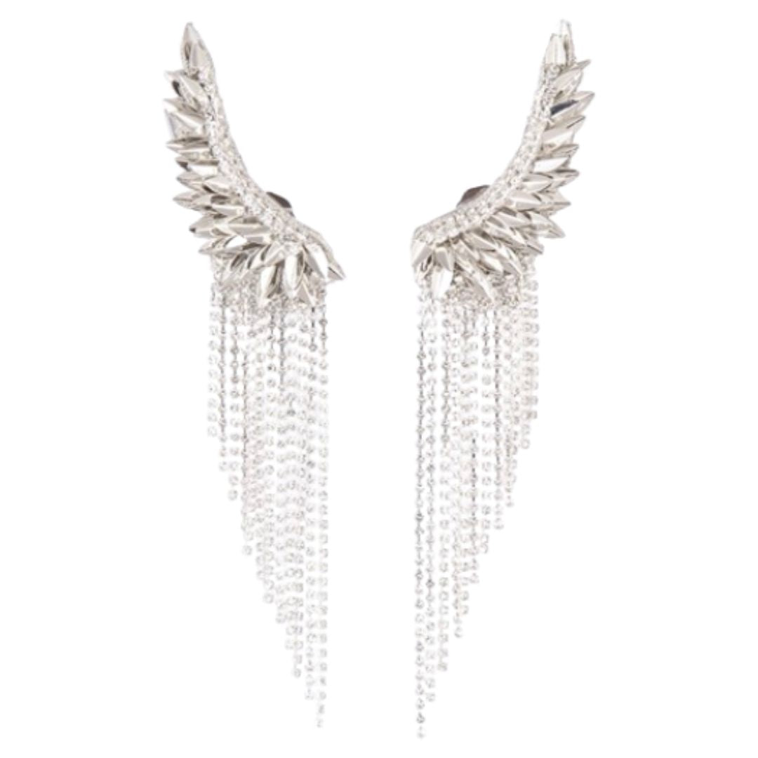 Deepa Gurnani Handmade Thema Earrings in Silver Colour