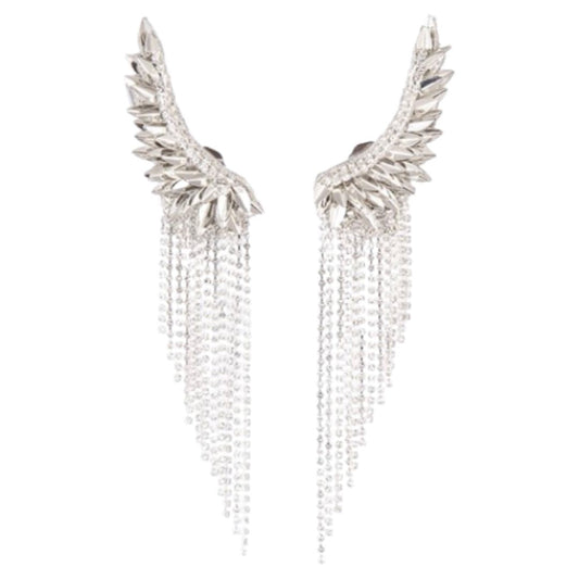 Deepa Gurnani Handmade Thema Earrings in Silver Colour