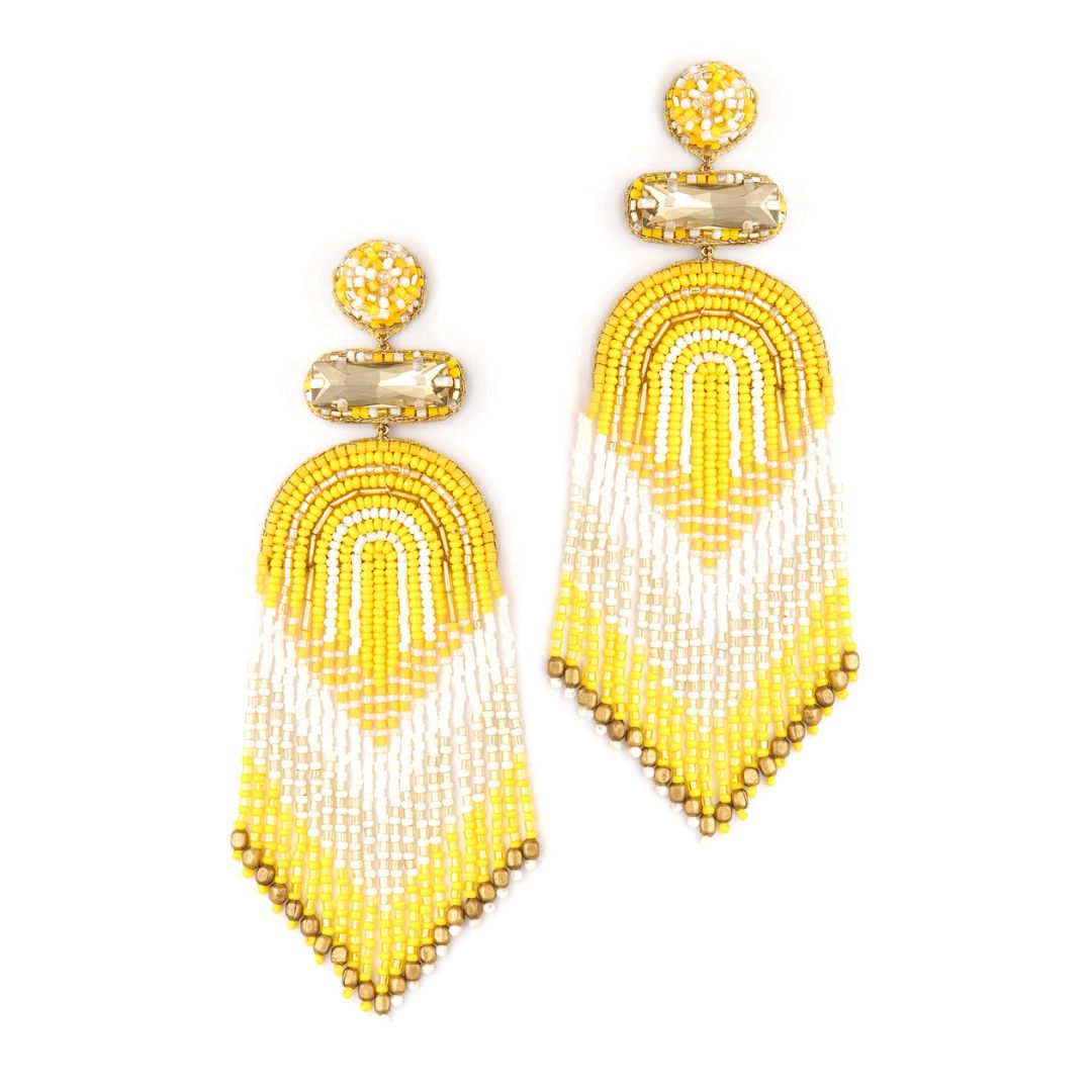 Deepa By Deepa Gurnani handmade Ishani Earrings in yellow color